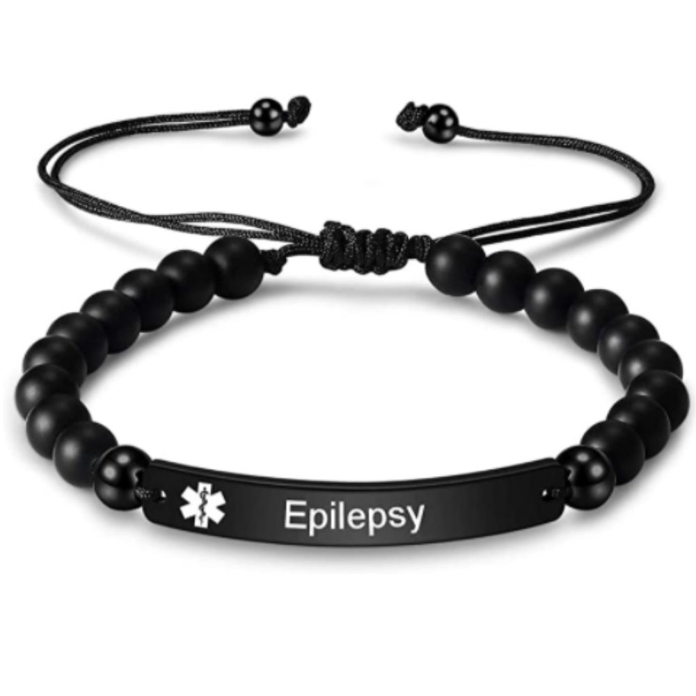 Engraved Bead Epilepsy Medical Alert ID